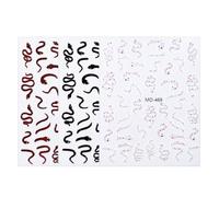 Lot de 3 feuilles d'autocollants d'art noirs pour ongles de serpent avec motifs de serpents autocollants décoration manucure pour femmes accessoires d'ongles étoile lune