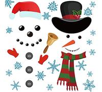 Lot de 3 feuilles d'autocollants pour porte de Noël - Flocon de neige - Bonhomme de neige - Décoration de porte de Noël - Autocollant amusant pour réfrigérateur - Autocollant mural - Grande taille - Pour fenêtre, garage, maison, bureau, vacances