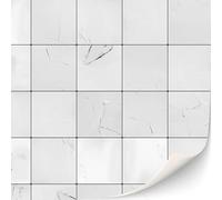 Lot de 3 feuilles de carrelage autocollant pour maison de poupée - Échelle 1:12 (carreaux blancs carrés)