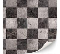 Lot de 3 feuilles de dalles autocollantes pour maison de poupée - Échelle 1:12 (motif damier marbré)