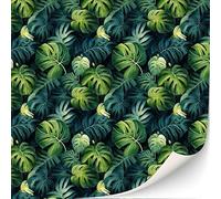 Lot de 3 feuilles de papier peint autocollant - Pour maison de poupée - Échelle 1:12 - Moderne - Art déco (Monstera)