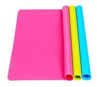 Lot de 3 feuilles de silicone extra larges pour travaux manuels liquides résine moules de moulage de bijoux set de table en silicone de qualité alimentaire 399 x 30 cm (bleu et rose rouge et vert).