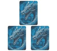 Lot de 3 feuilles d'encens carrées à suspendre Dragon Cool Blue pour voiture, maison, voiture