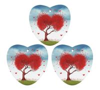 Lot de 3 feuilles d'encens parfumées à suspendre pour voiture, maison, voiture, décoration intérieure, rouge avec arbre