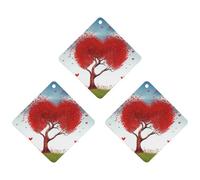 Lot de 3 feuilles d'encens parfumées à suspendre pour voiture, maison, voiture, décoration intérieure, rouge avec arbre