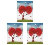Lot de 3 feuilles d'encens parfumées à suspendre pour voiture, maison, voiture, décoration intérieure, rouge avec arbre