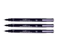 Mitsubishi Pencil Feutres à dessin uni pin 0.05 mm Noir – Lot de 3