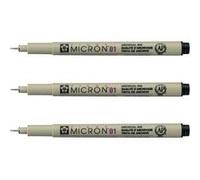 Lot de 3 feutres Pigma Micron 01 Sakura pointe extra fine 0.25mm noir G
