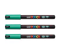 Lot de 3 feutres Posca PC-1MR Uni-Ball, disponible dans une gamme de 16 couleurs Green
