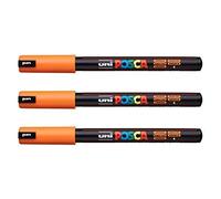 Lot de 3 feutres Posca PC-1MR Uni-Ball, disponible dans une gamme de 16 couleurs Orange