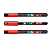 Lot de 3 feutres Posca PC-1MR Uni-Ball, disponible dans une gamme de 16 couleurs Red