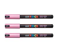 Lot de 3 feutres Posca PC-1MR Uni-Ball, disponible dans une gamme de 16 couleurs rose métallique
