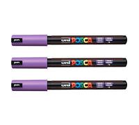 Lot de 3 feutres Posca PC-1MR Uni-Ball, disponible dans une gamme de 16 couleurs violet