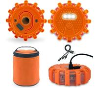 Lot de 3 feux d'avertissement LED rechargeables avec aimant et crochet, 9 modes clignotants, feux d'avertissement étanches et éclairage de secours pour bateaux, camions, voitures, camping, alpinisme