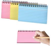 Lot De 3 Fiches, 150 Feuilles De Cartes Flash, Cartes De Révision Lignées, Cartes D'enregistrement Pour Réunion De Bureau, Apprentissage Scolaire, Note Autocollante (Bleu, Rose Et Jaune)