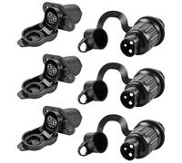 Lot de 3 fiches de remorque à 3 broches - Prise plate à trois broches - Adaptateur tripolaire pour camping-car, systèmes 12 V - Prise 3 broches - Machine agricole - Machine de construction