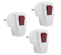 Lot de 3 fiches IP20 avec interrupteur, prise de terre 250 V (16 A) - Noir