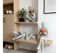 Lot de 3 figurines abstraites de collection en forme de lecteur de lettres - Sculpture créative pour la décoration d'intérieur pour chambre, bureau et bureau - Blanc