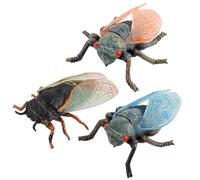 Lot de 3 figurines d'animaux réalistes, fausses cigales, jouets éducatifs pour enfants, projets scientifiques, décoration de gâteau, jouets d'apprentissage pour tout-petits, mini figurines 'animaux