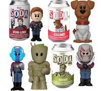 Lot de 3 figurines de canette de soda exclusive en forme de fusée laveur avec mini vinyle Venom Groot et émail Marvel