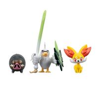 Pokémon VOITURE - Lot de 3 statuettes de combat : Fennekin, Lechonk, Sirfetch'd
