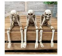 Lot de 3 figurines de crâne de cheminée pour Halloween, collection en résine, décoration créative pour cour intérieure