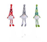 Lot de 3 figurines de nains de Noël avec éclairage LED, décoration tricotée de style assis pour cheminées festives, tables et utilisation en intérieur (2)