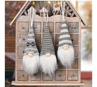 Lot de 3 figurines de nains de Noël fantaisistes tricotés, parfaits pour accrocher sur un sapin de Noël, une cheminée ou une porte, pour affichage saisonnier (gris)