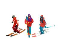Lot de 3 figurines de ski miniatures en résine à l'échelle HO pour roue à pompiers, style A