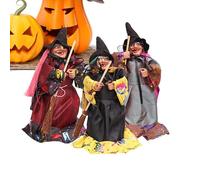 Lot de 3 figurines de sorcière d'Halloween, petite sorcière, balai, accessoires de farce pour fête d'horreur pour table de salle à manger maison hantée