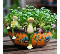 Lot de 3 figurines décoratives de jardin en résine - Statues de grenouille - Pour l'extérieur - Statue de ferme