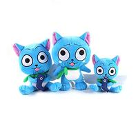 Lot de 3 figurines en peluche Happy Fairy Tail - Jouet en forme de chat - Bleu