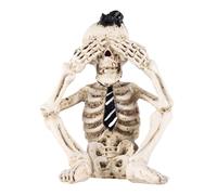 Lot de 3 figurines squelette d'Halloween en résine « Écouter, voir, parler pas de mal » - Décoration effrayante pour étagère et table - Figurine de collection pour la maison - Décoration d'Halloween