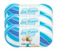 (Lot de 3) Fil Lion Brand Yarn Ice Cream Baby Yarn Blue Moon