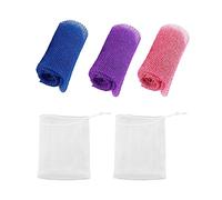Lot de 3 filets de bain Filets à savon de 2 Filets gommants africains Filets africains en nylon Filets longs moussants pour récurer et exfolier le bain (30 x 80 cm)