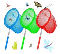 Lot de 3 filets de pêche télescopiques extensibles pour enfants, science naturelle, outil d'exploration des insectes, petits poissons, activités de plein air, plage, jardin