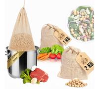 Lot de 3 filets pour cuire des pois chiches et légumineuses, sacs pour cuisiner de la viande ou des légumes, filet de cuisine pour cuites et moues. Filet de cuisine, 2 mailles en coton réutilisables