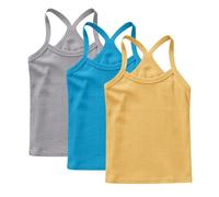 Lot de 3 Fille Débardeurs Coton sous-Vêtements Enfants Tee Tops Solid Haut Décontracté Camis D'Été Tank Top Respirant T-Shirts à Manches Courtes Garçon Débardeur Commandes en Cours Multicolore, 4 Ans