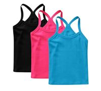 Lot de 3 Fille Débardeurs Coton sous-Vêtements Enfants Tee Tops Solid Haut Décontracté Camis D'Été Tank Top Respirant T-Shirts à Manches Courtes Mes Commandes En Cours de Livraison Multicolore, 12 Ans