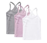 Lot de 3 Fille Débardeurs Coton sous-Vêtements Enfants Tee Tops Solid Haut Décontracté Camis D'Été Tank Top Respirant T-Shirts à Manches Courtes Mes Commandes Passées Multicolore, 8 Ans