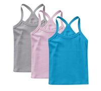 Lot de 3 Fille Débardeurs Coton sous-Vêtements Enfants Tee Tops Solid Haut Décontracté Camis D'Été Tank Top Respirant T-Shirts à Manches Courtes Garçon Débardeur Mes Commandes Multicolore, 12 Ans