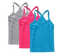 Lot de 3 Fille Débardeurs Coton sous-Vêtements Enfants Tee Tops Solid Haut Décontracté Camis D'Été Tank Top Respirant T-Shirts à Manches Courtes Garçon Débardeur Mon Compte Multicolore, 12 Ans