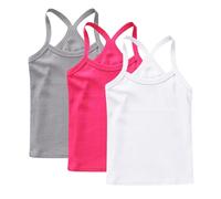 Lot de 3 Fille Débardeurs Coton sous-Vêtements Enfants Tee Tops Solid Haut Décontracté Camis D'Été Tank Top Respirant T-Shirts à Manches Courtes Garçon Débardeur Mes Commandes Multicolore, 6 Ans