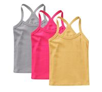 Lot de 3 Fille Débardeurs Coton sous-Vêtements Enfants Tee Tops Solid Haut Décontracté Camis D'Été Tank Top Respirant T-Shirts à Manches Courtes Garçon Débardeur Mes Commandes Multicolore, 12 Ans