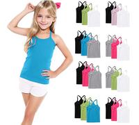 Lot de 3 Fille Débardeurs Coton sous-Vêtements Enfants Tee Tops Solid Haut Décontracté Camis D'Été Tank Top Respirant T-Shirts à Manches Courtes Garçon Débardeur Mon Compte Multicolore, 6 Ans