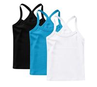 Lot de 3 Fille Débardeurs Coton sous-Vêtements Enfants Tee Tops Solid Haut Décontracté Camis D'Été Tank Top Respirant T-Shirts à Manches Courtes Garçon Débardeur Mon Compte Multicolore, 6 Ans