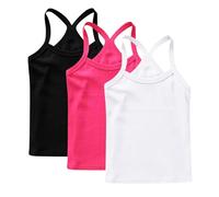 Lot de 3 Fille Débardeurs Coton sous-Vêtements Enfants Tee Tops Solid Haut Décontracté Camis D'Été Tank Top Respirant T-Shirts à Manches Courtes Mes Commandes Passées Multicolore, 3 Ans