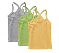 Lot de 3 Fille Débardeurs Coton sous-Vêtements Enfants Tee Tops Solid Haut Décontracté Camis D'Été Tank Top Respirant T-Shirts à Manches Courtes Garçon Débardeur Mon Compte Multicolore, 12 Ans