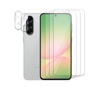 Lot de 3 films protecteurs d'écran pour Samsung Galaxy A56 + 2 films de protection d'objectif d'appareil photo, film en verre trempé, dureté 9H, compatible avec les coques, anti-rayures, sans bulles