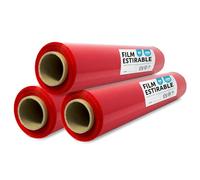 Lot de 3 films rouges en plastique pour emballage de cartons de déménagement, protection des meubles et des expéditions, dimensions 50 cm x 200 m étirables · m-office (rouge, 3 unités)